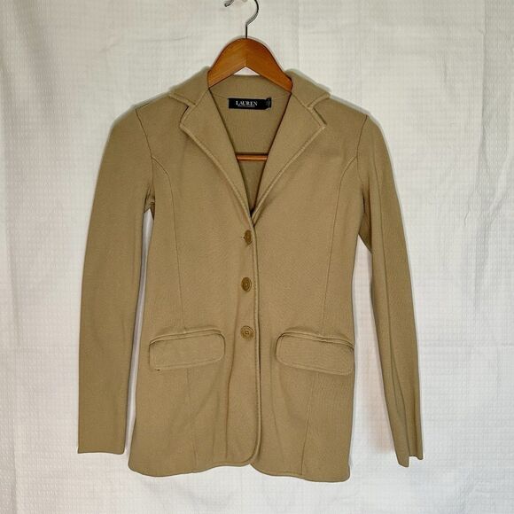Lauren Ralph Lauren Women’s Tan Sweater Blazer Size XS- See Image For Call Out - Picture 1 of 5